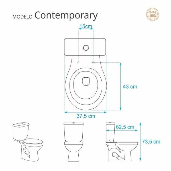 Assento Sanitário Contemporary Branco para vaso Hervy - 2