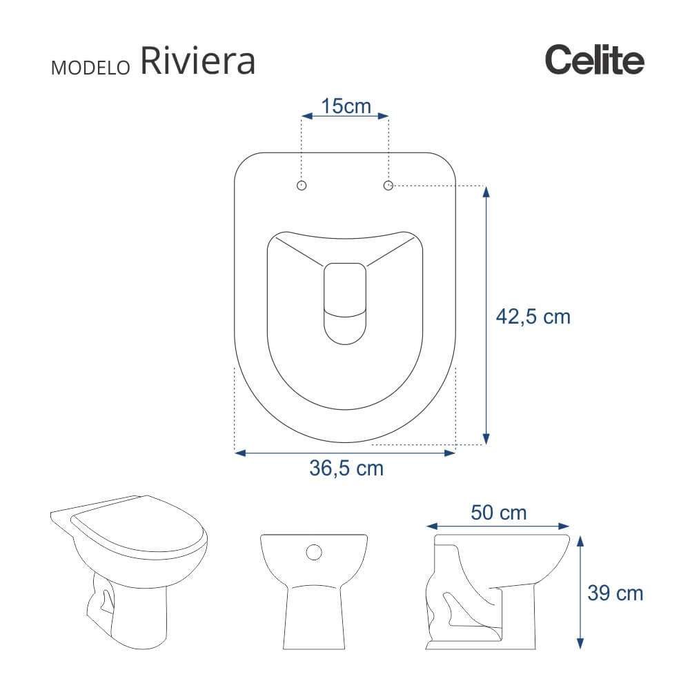 Assento Sanitário Fechamento Lento Riviera Branco para Louça Celite - 3