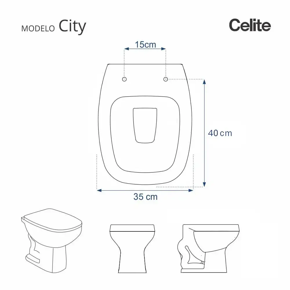 Assento Sanitário City Pergamon (Bege Claro) para Vaso Celite - 5
