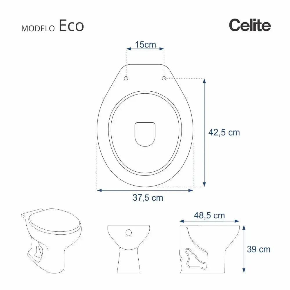 Assento Sanitário Fechamento Lento Eco Branco para Louça Celite - 2