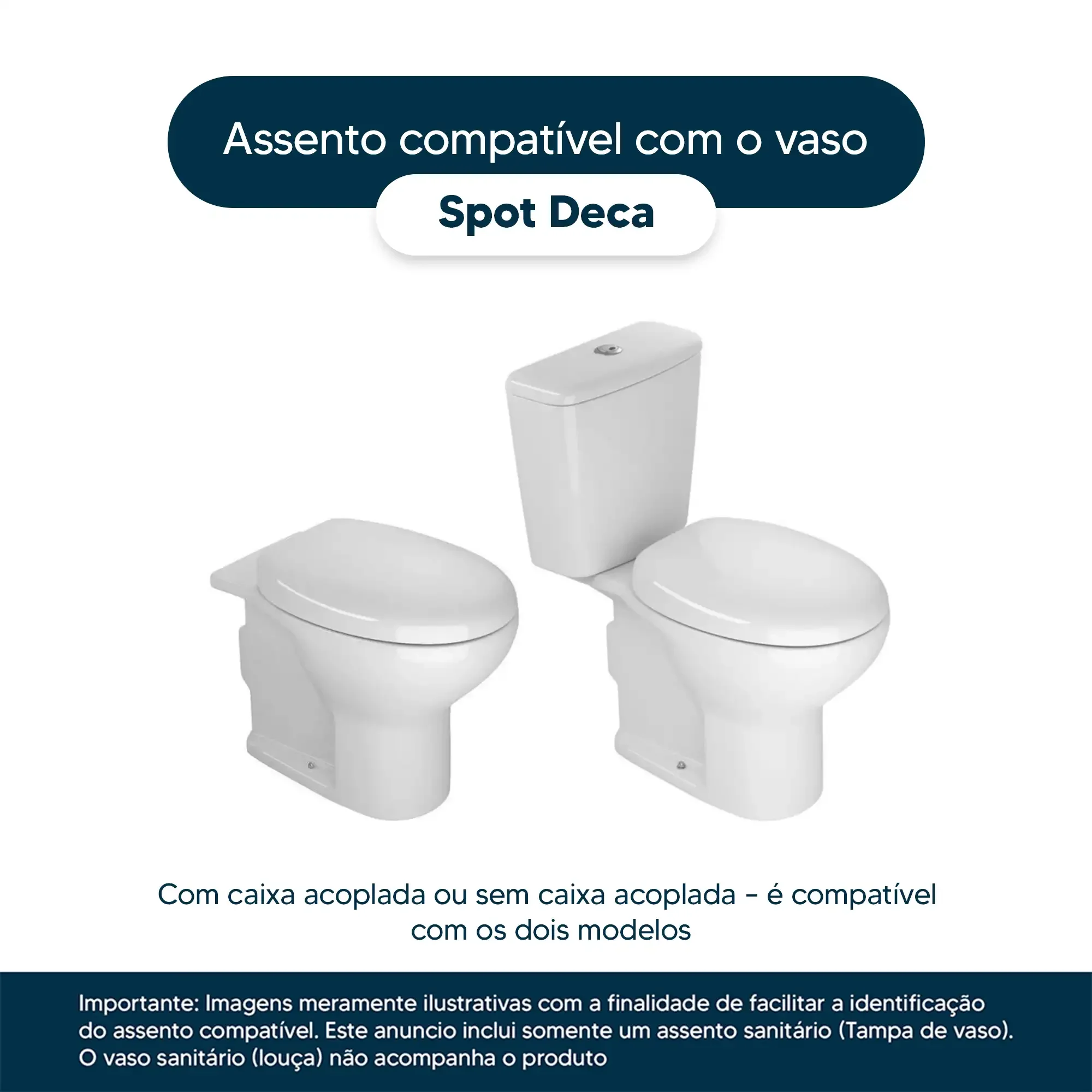 Assento Sanitário Spot Ébano (Preto) para vaso Deca - 4