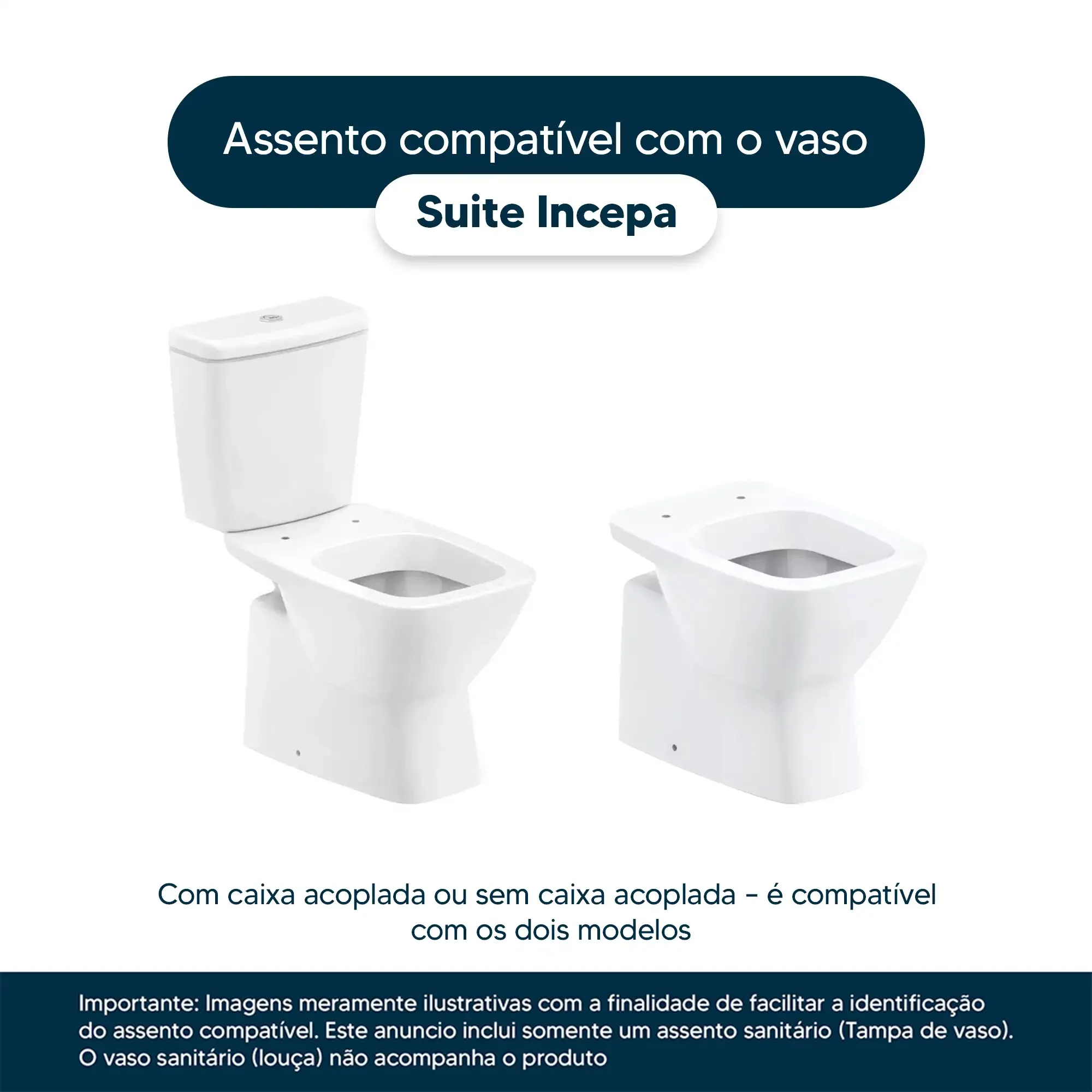 Assento Sanitário Poliéster Suite Branco Para Louça Incepa - 4