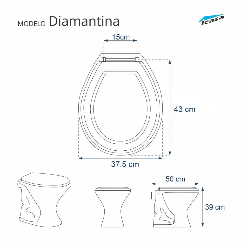 Assento Sanitário Fechamento Lento Diamantina Branco para Louça Icasa - 2