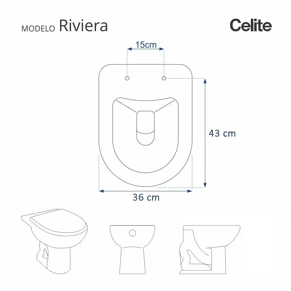 Assento Sanitário Laca Produza Riviera Para Louça Celite Cinza Prata - 3
