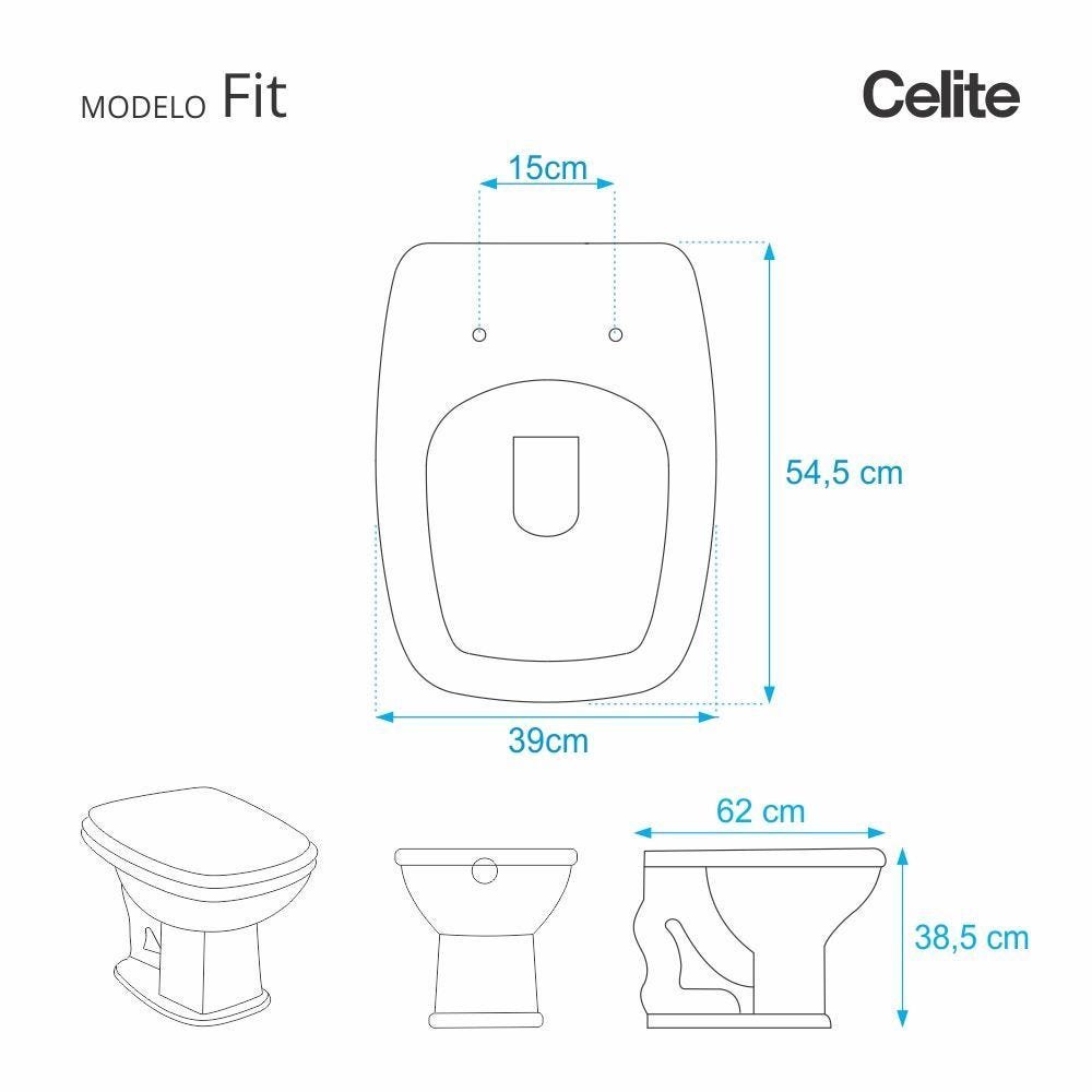 Assento Sanitário Fit Cinza Prata (Cinza Claro) para Vaso Celite - 2