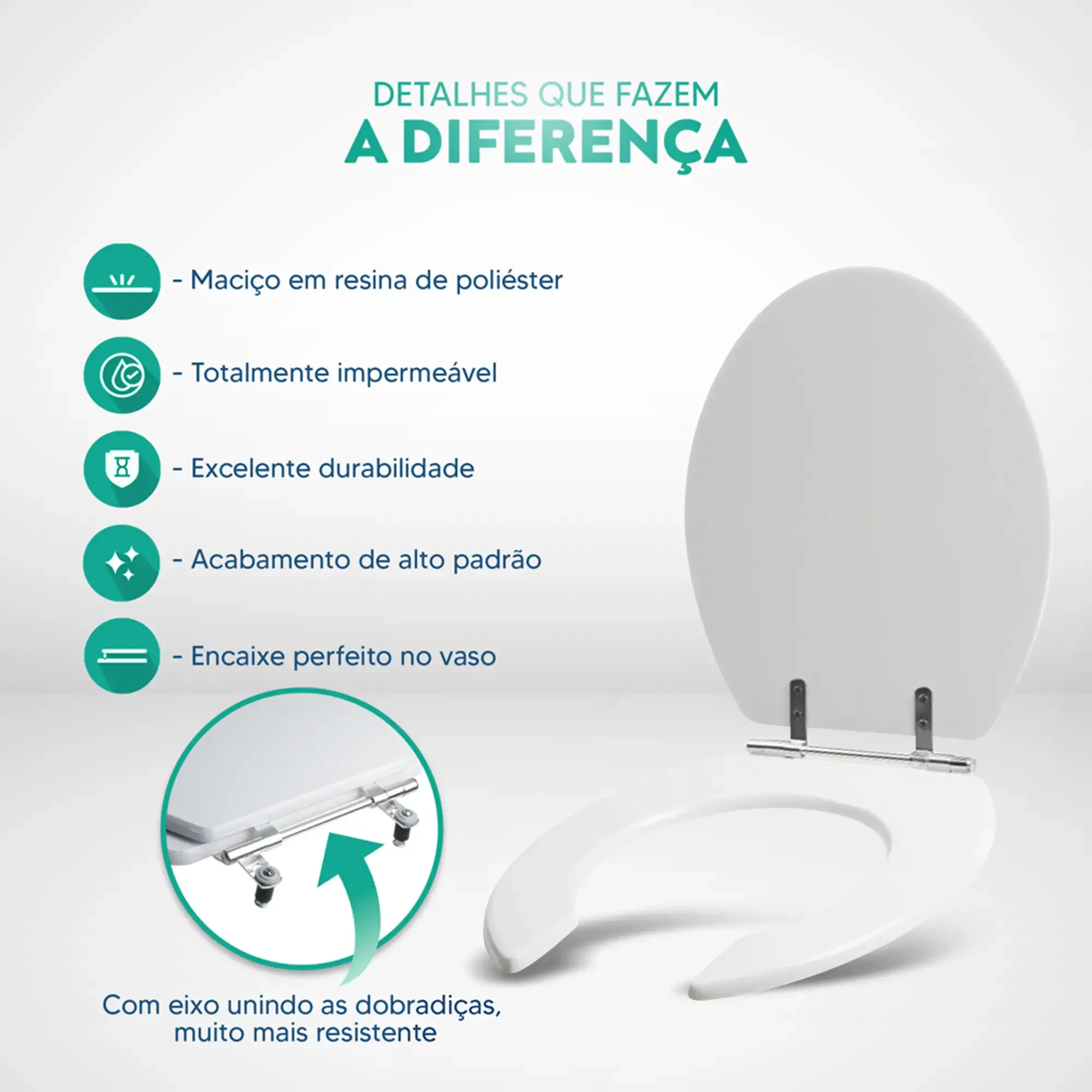 Tampa Para Vaso Sanitário Pne Celite Acesso - Cor: Branco - 3