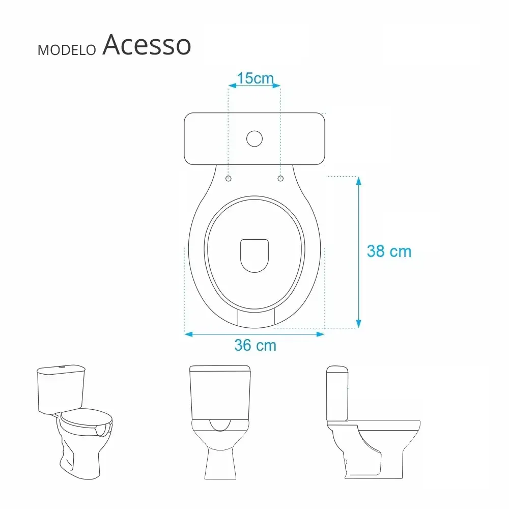 Tampa Para Vaso Sanitário Pne Celite Acesso - Cor: Branco - 5