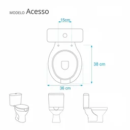 Tampa Para Vaso Sanitário Pne Celite Acesso - Cor: Branco - 5