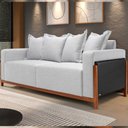 Ver imagem 1 de Sofá 03 Lugares para Sala de Estar 178 cm Khali B04 Linho Cinza Couríssimo Preto - Lyam Lyam Decor