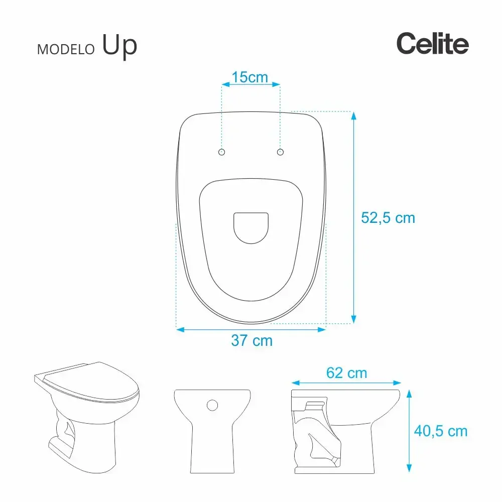 Assento Sanitário Up Pergamon (Bege Claro) para vaso Celite - 2