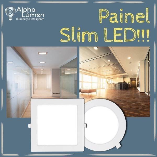 Kit 10 Paineis Slim Quadrado Embutir Ourolux 18W 4000K Neutro - 5