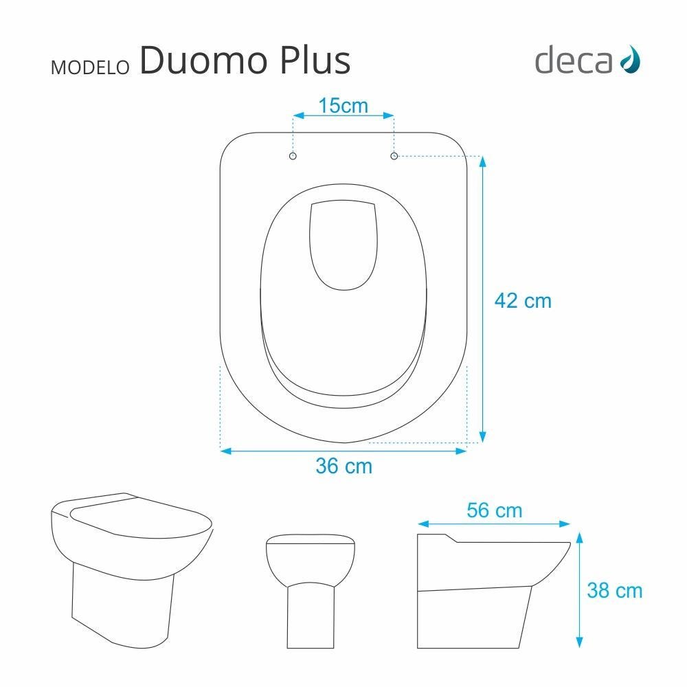 Assento Sanitário Duomo Plus Cinza Real Para Louça Deca - 2