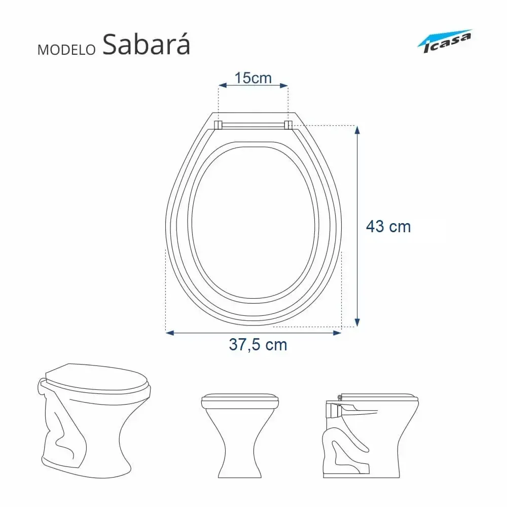 Assento Sanitário Sabará Cinza Escuro Para Louça Icasa - 5