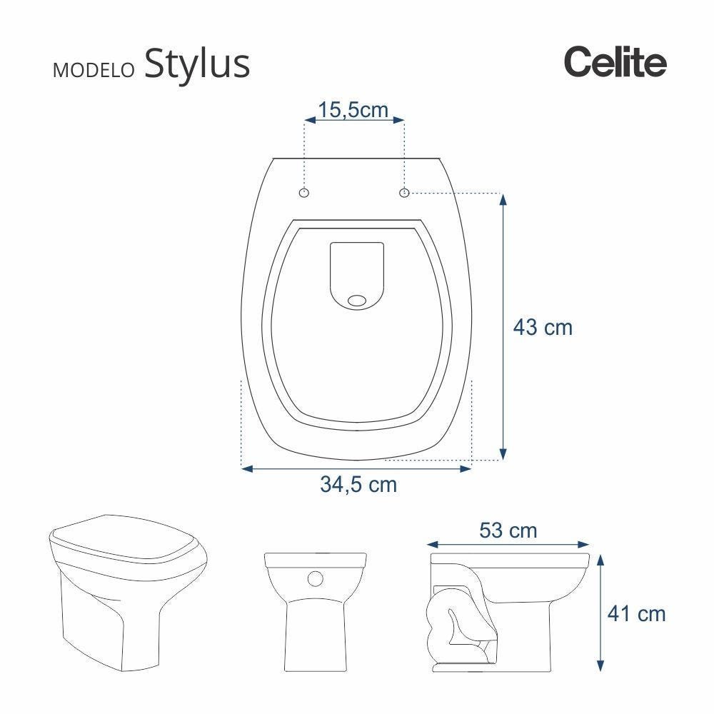 Assento Sanitário Stylus Marfim (Bege Claro) Para Louça Celite - 2