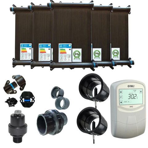 Kit Aquecimento Solar Piscina 21placas+controlador+valvulas