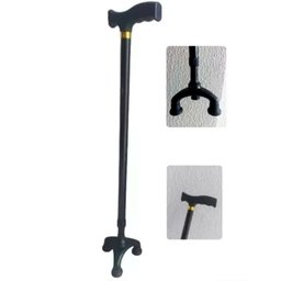 Bengala de Caminhada 3 Apoios Leve Anti Impacto com Altura Ajustável 64cm a 101,5cm:preta - 1