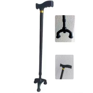 Bengala de Caminhada 3 Apoios Leve Anti Impacto com Altura Ajustável 64cm a 101,5cm:preta