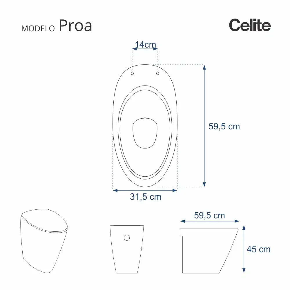 Assento Sanitário Proa Branco para Vaso Celite - 3