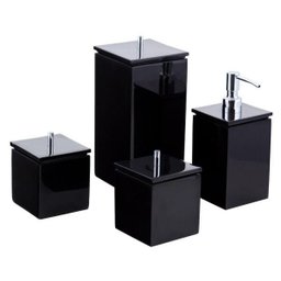 Conjunto de Potes para Banheiro - Quadrado - Preto - 1