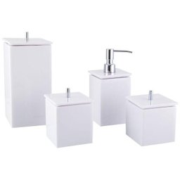 Conjunto de Potes para Banheiro - Quadrado - Branco - 1