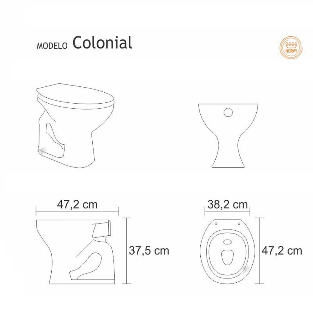Assento Sanitário Colonial Cinza Claro Para Louça Hervy - 2
