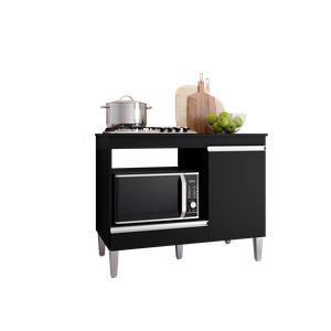 Balcão Cozinha Para Cooktop E Forno Microondas Carla PRETO -  AJL
