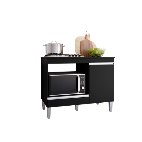 Balcão Cozinha Para Cooktop E Forno Microondas Carla PRETO -  AJL