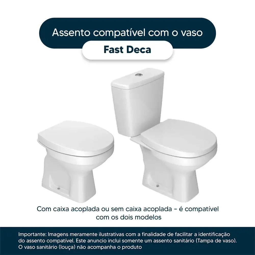 Tampa de Vaso Poliester Fast Bege | Creme para bacia Deca - 4