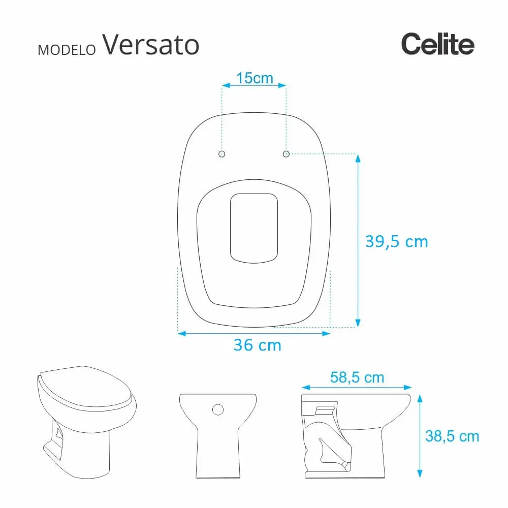Tampa de Vaso Versato Cinza Prata (Cinza Claro) Para Bacia Celite - 3