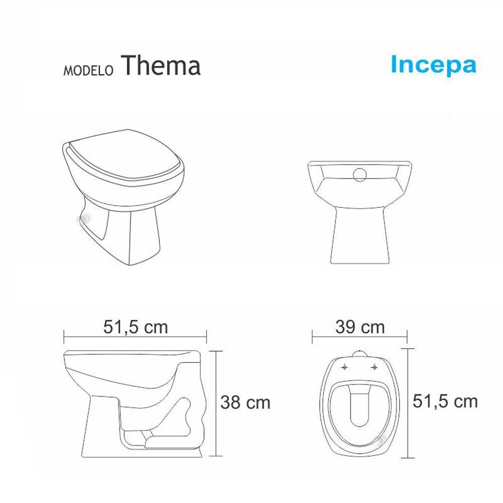 Assento Sanitário Poliéster com Amortecedor Thema Biscuit para Vaso Incepa - 2