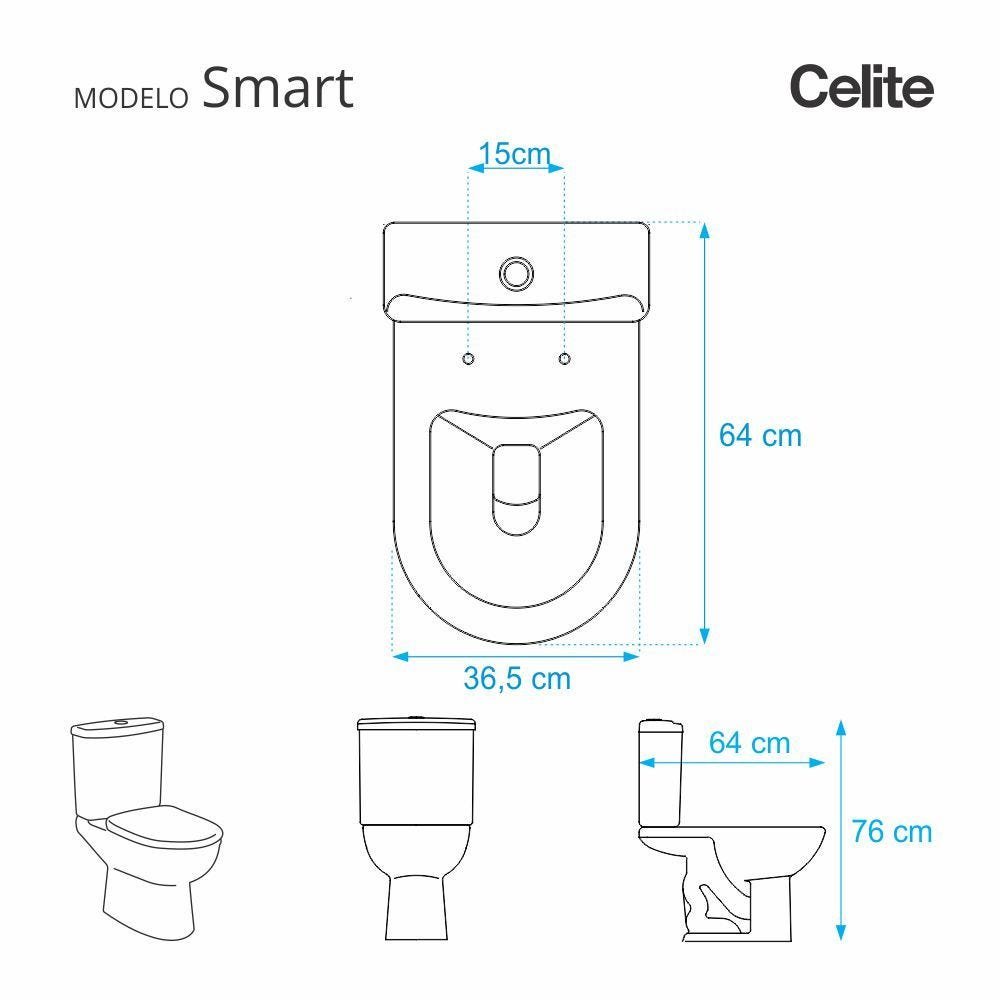 Assento Sanitário Smart Preto Para Louça Celite - 2