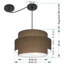 Ver imagem 2 de Lustre Sala de Jantar com Desvio Vivare Md-4401 Cúpula em Tecido 60cm Cáqui 127/220v