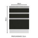 Ver imagem 3 de Balcão Glamy 60cm 3 Gavetas Branco Preto