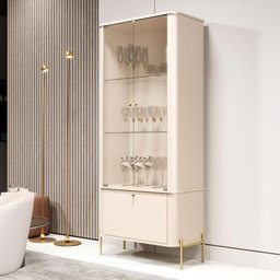 Conjunto Buffet e Cristaleira Lirio Off White Dourado - 3