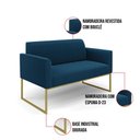 Ver imagem 3 de Sofá 2 Lugares Namoradeira Industrial Dourado Marisa Bouclê Azul D03 - D’Rossi