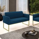 Ver imagem 1 de Sofá 2 Lugares Namoradeira Industrial Dourado Marisa Bouclê Azul D03 - D’Rossi