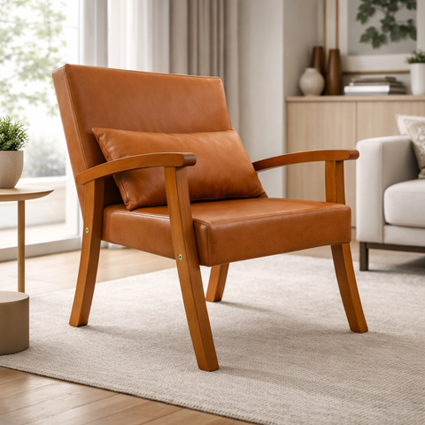 Kit 2 Poltronas Jade Tecido Corino para Sala de Estar Moderna Decorativa:caramelo