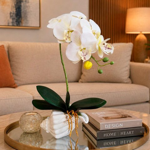 Arranjo Orquídea Artificial Vaso Decoração Enfeite Casa 40cm