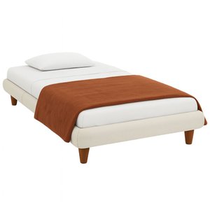 Cama Solteiro Japonesa Pés Madeira Haru Bouclé Off White - Sallar Home
