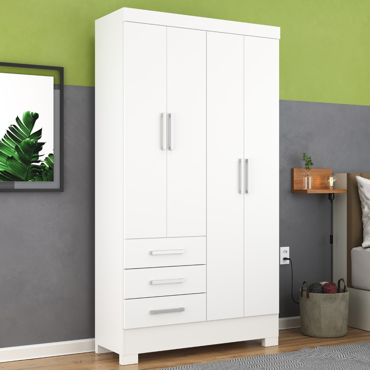 Guarda-Roupa 4 Portas 3 Gavetas GR4371 Branco Paraty Rodial Móveis ...