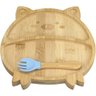 Prato Infantil Bebê Criança com Garfo e Ventosa Home&co Porquinho Bambu 3x22x21cm Natural - 1