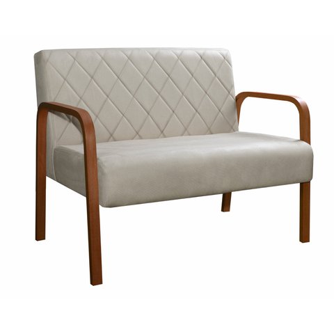 Sofà 2 Lugares Namoradeira Lara Decoração Sala Quarto Recepção - Suede Bege Claro