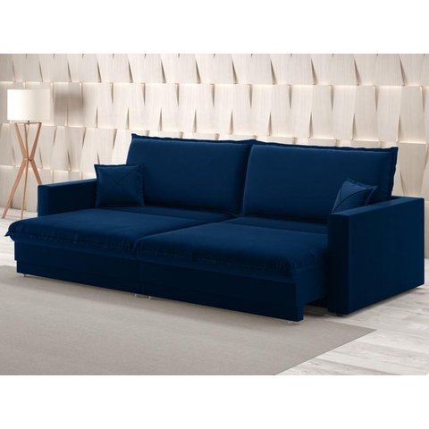 Sofá Tango 2,60m sem Caixa, Retrátil e Reclinável Veludocristal Azul Marinho - Netsofas