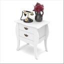 Ver imagem 1 de Mesa de Cabeceira Decorativa Bombê Premier Provençal Branco com 2 Gavetas - Patrimar Móveis