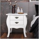 Ver imagem 2 de Mesa de Cabeceira Decorativa Bombê Premier Provençal Branco com 2 Gavetas - Patrimar Móveis