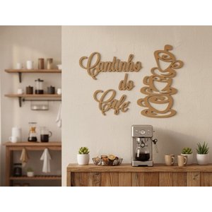 Cantinho do Café Decoração Mdf 6mm Placa Aplique 4 Peças