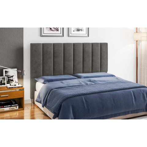 Cabeceira Estofada Cama Box Casal 1,40 Sevilha para Quarto em Suede Cinza - Larbelle