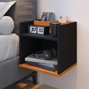 Ver imagem 5 de Kit 2 Mesinhas Suspensa Compacta Cabeceira Estofada Cama Box Queen Size 1,60 Proteção Parede - Rpm