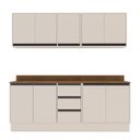 Ver imagem 3 de Cozinha Koya 4 Peças 200x214cm Armários Aéreos Balcões c/ 3 Gavetas Tampo Rodapé Creme 250046