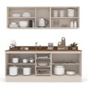 Ver imagem 4 de Cozinha Koya 4 Peças 200x214cm Armários Aéreos Balcões c/ 3 Gavetas Tampo Rodapé Creme 250046
